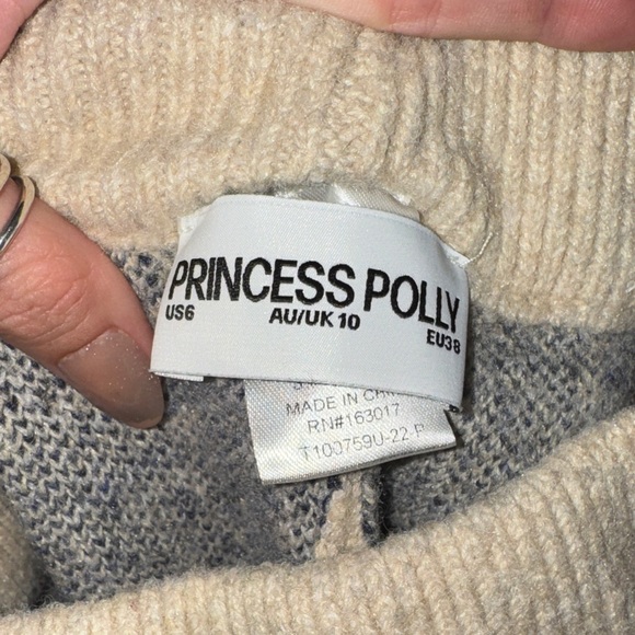 Cozy Beige Knit Sweatpants flared  with Patterned - Picture 2 of 3